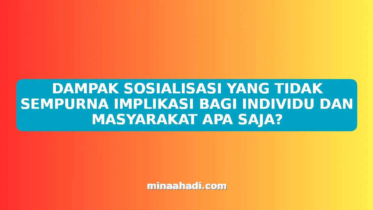 DAMPAK SOSIALISASI YANG TIDAK SEMPURNA IMPLIKASI BAGI INDIVIDU DAN MASYARAKAT APA SAJA?